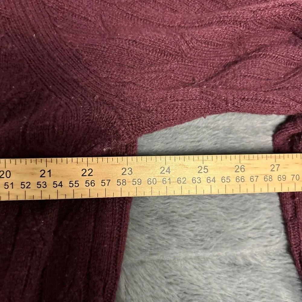 Jos A Bank Reserve Mens Medium Burgundy Wool Blend Cable Knit Crewneck Sweater